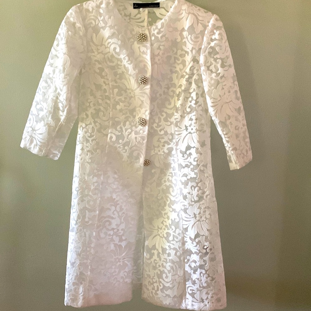 Chetta B Sheer Jacquard Dress Coat